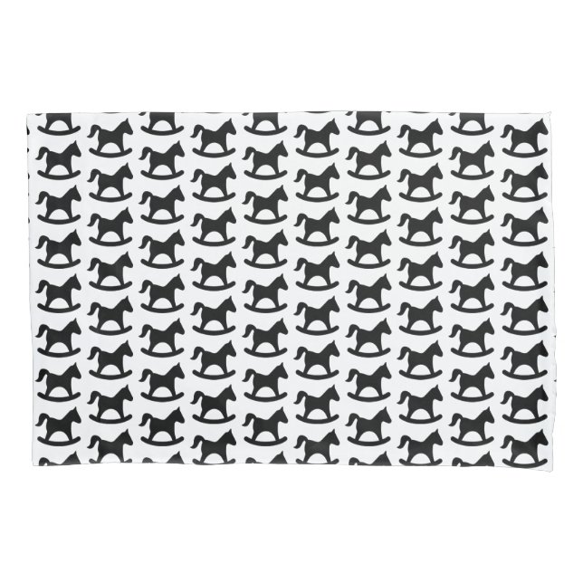 Funda De Cojín Caballo mecedor negro (Anverso)