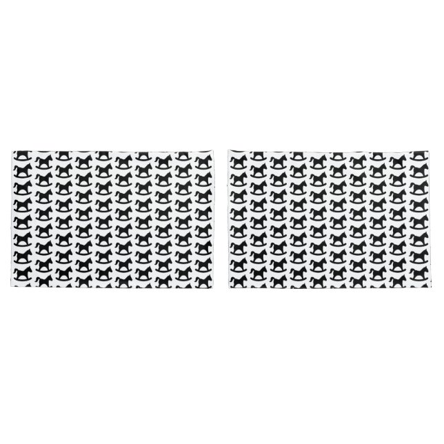 Funda De Cojín Caballo mecedor negro (Reverso-Set)