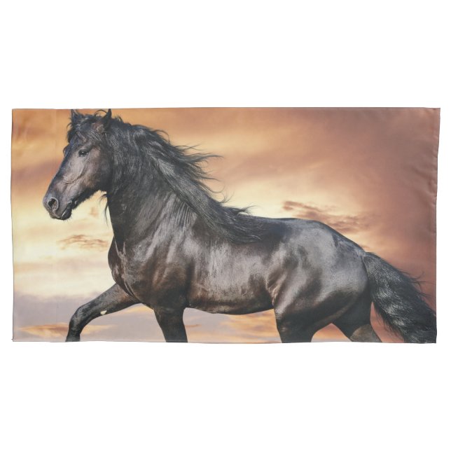 Funda De Cojín Caballo Negro Hermoso (Anverso)