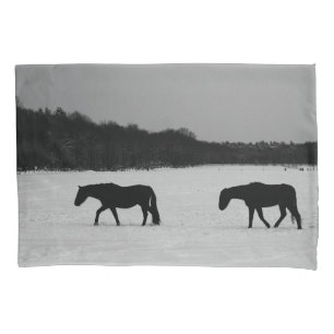 Funda De Cojín Caballos con cccn de nieve