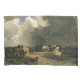 Funda De Cojín Caballos en una tormenta de lluvia (equino)