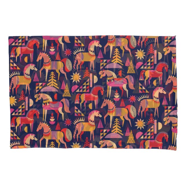 Funda De Cojín Caballos escandinavos: Diseño Decorativo y Seamles (Anverso)