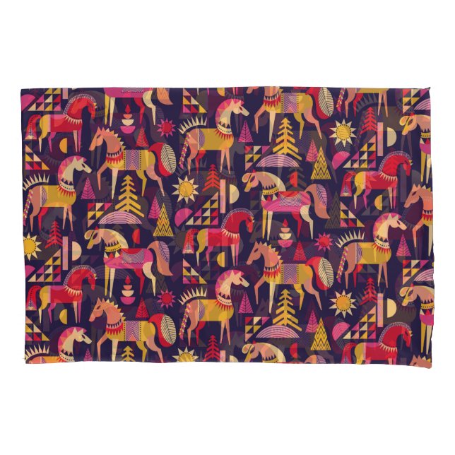 Funda De Cojín Caballos escandinavos: Diseño Decorativo y Seamles (Anverso)
