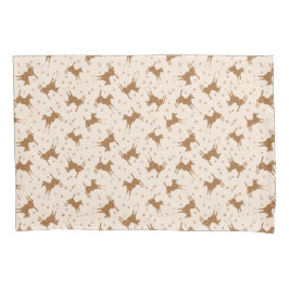 Funda De Cojín Caballos Marrones - sobre salmón rosado.