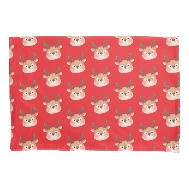 Funda De Cojín Cabeza de Reno Pastel Adorable (Anverso)