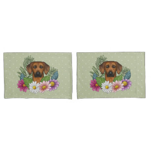 Funda De Cojín Cabeza de Rhodesian Ridgeback Flores Coloridas Sob