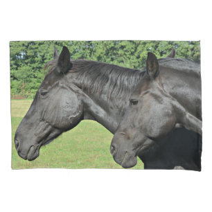 Funda De Cojín Cabezas de Caballo Negro de Perfil Pacífico