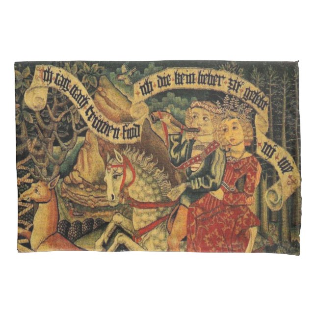Funda De Cojín Cacería de amor al renacimiento medieval alemán vi (Anverso)
