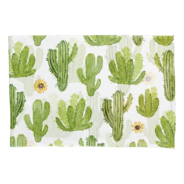 Funda De Cojín Cactus del desierto verde: acuarela sin foco (Anverso)