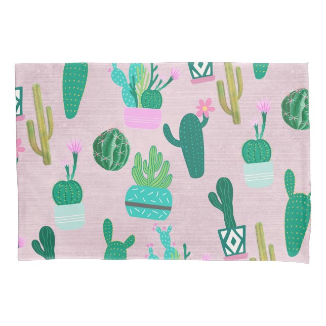 Funda De Cojín Cactus Plantas Cactus Rústico Rosa del Suroeste (Anverso)