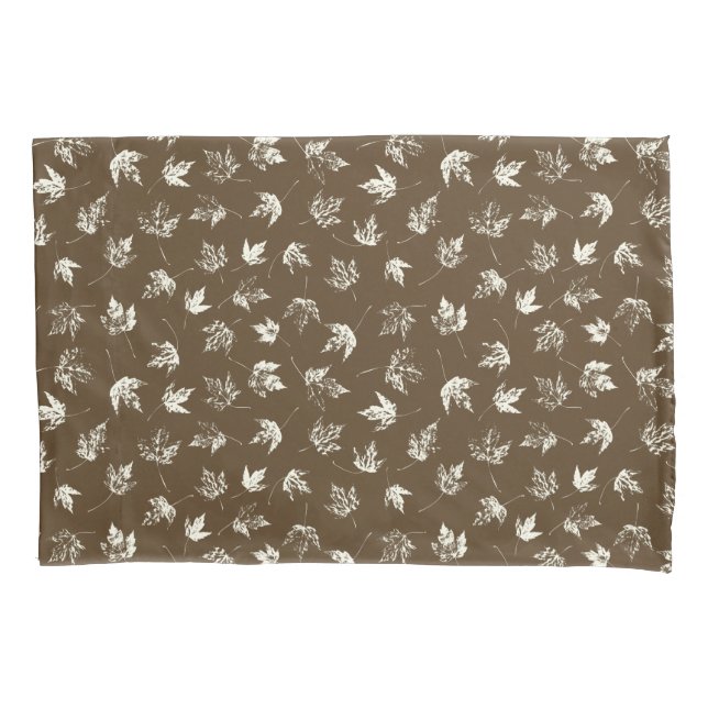 Funda De Cojín Caer hojas de arce sobre marrón - sin costuras. (Anverso)