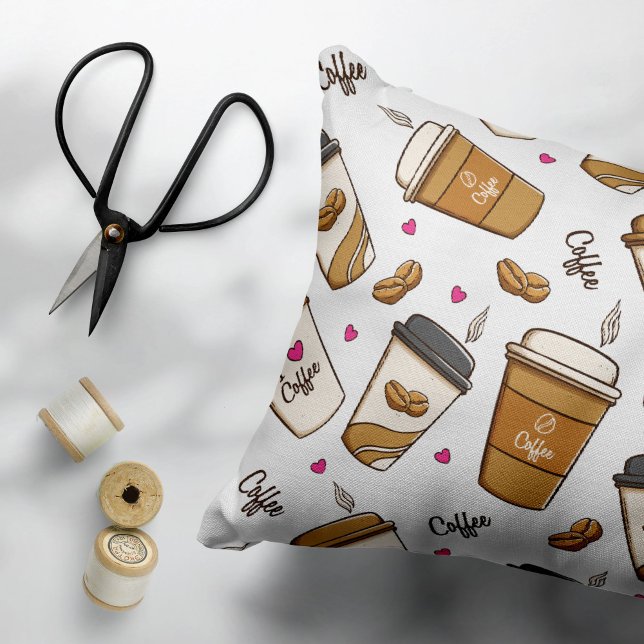 Funda De Cojín Cafés, Frijoles, Amante del Café, Corazones (Subido por el creador)