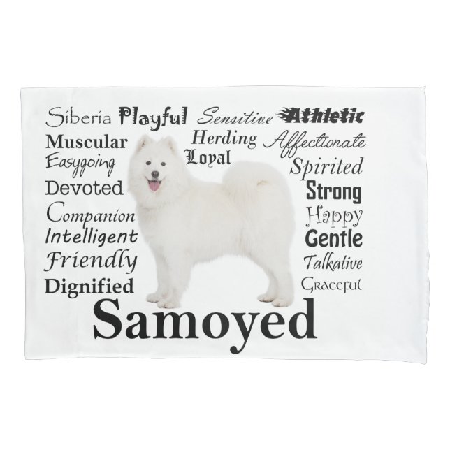 Funda De Cojín Caja de la almohada de los rasgos del samoyedo (Anverso)