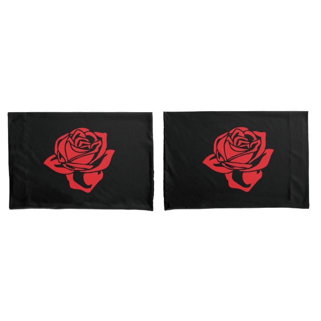 Funda De Cojín Caja de la almohada del rosa negro y rojo (Anverso - Set)