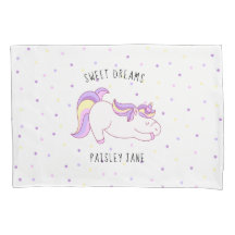 Caja linda de la almohada del unicornio con nombre