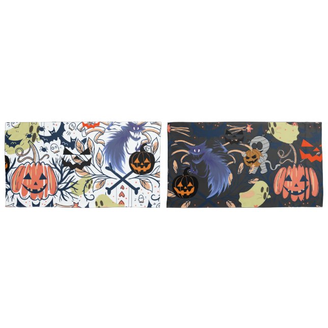 Funda De Cojín Calabaza de ghouls de halloween retro Mikitiez (Anverso - Set)