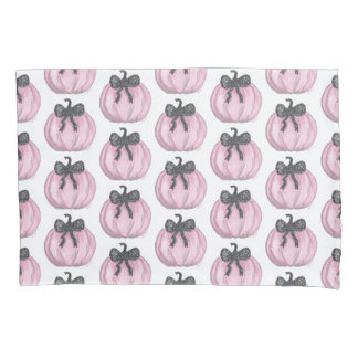 Funda De Cojín Calabaza rosa con arco negro