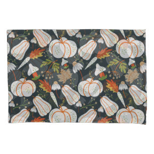 Funda De Cojín Calabaza sin soldadura patrón floral blanco y negr