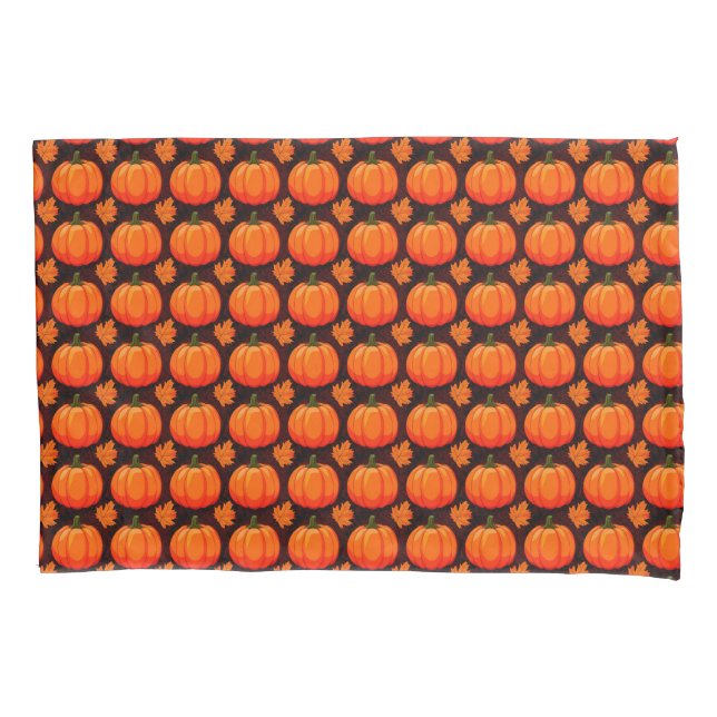 Funda De Cojín Calabazas y hojas de otoño (Anverso)