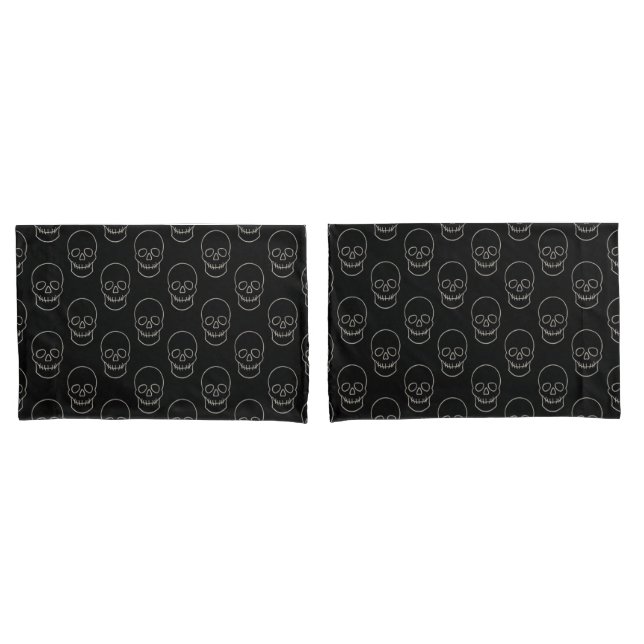 Funda De Cojín Calavera - Blanco negro y blanco hueso (Anverso - Set)