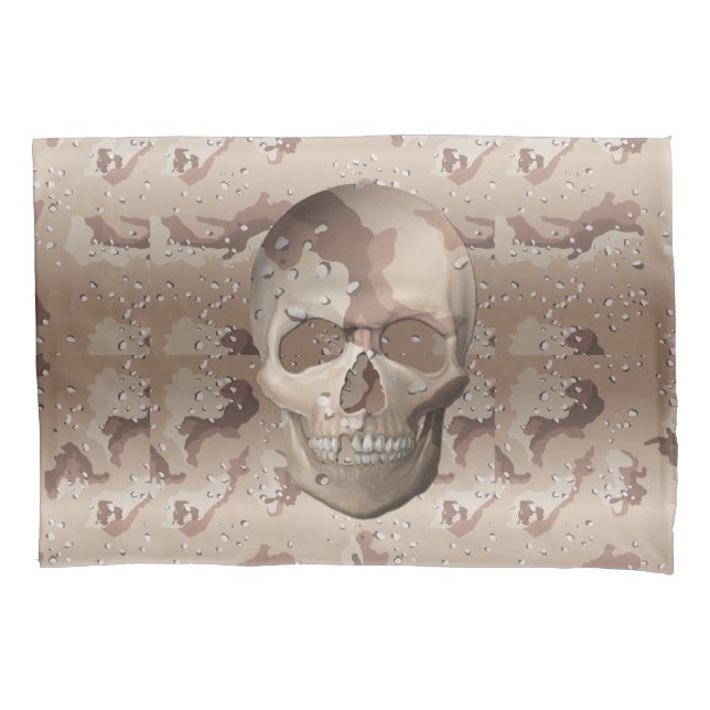 Funda De Cojín Calavera con camuflaje - Coloque la cabeza aquí (Anverso)