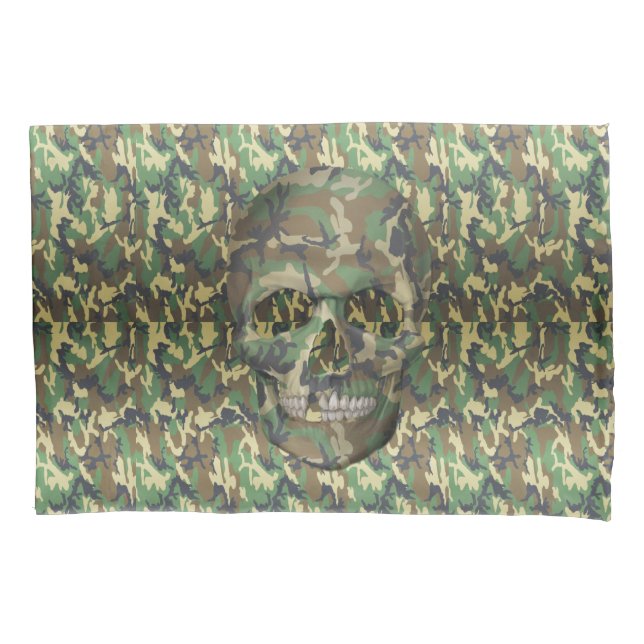 Funda De Cojín Calavera con camuflaje - Coloque la cabeza aquí (Anverso)