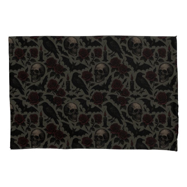 Funda De Cojín Calavera floral gótica con detalles intrincados (Anverso-izquierdo)