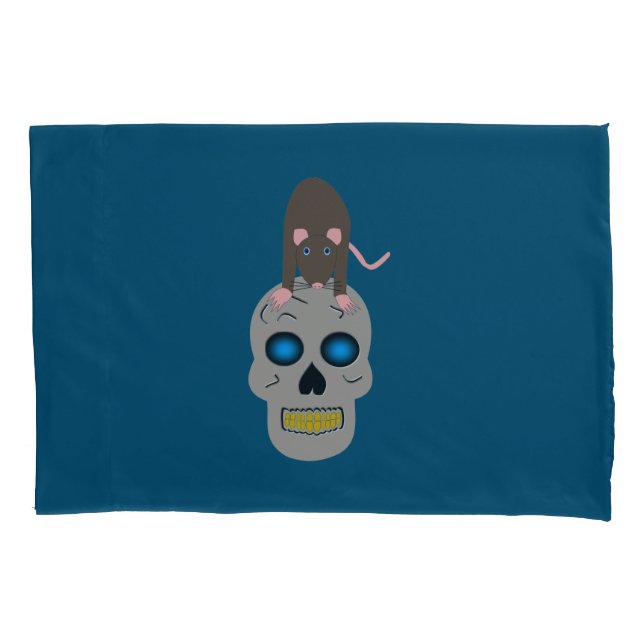 Funda De Cojín Calavera gótica y Rat Halloween (Anverso)