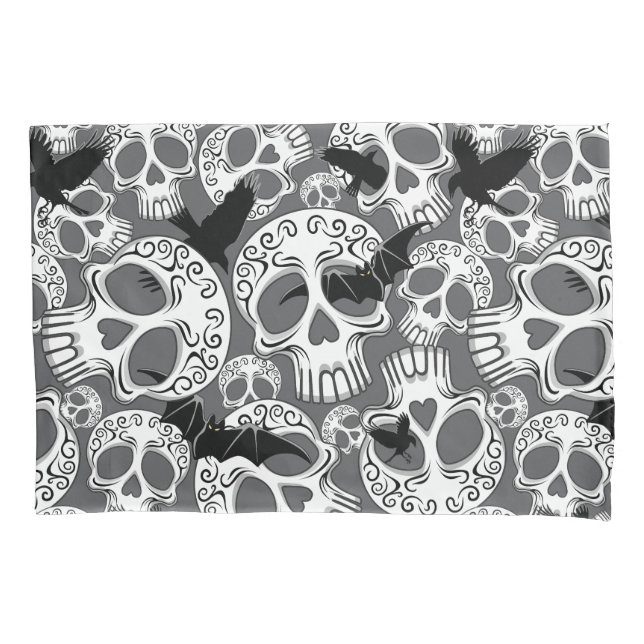 Funda De Cojín Calaveras decorativas de Halloween (Anverso)