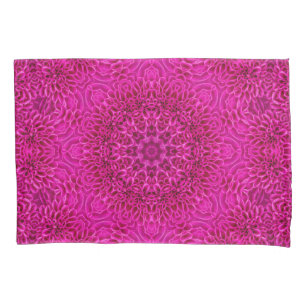 Funda De Cojín Caleidoscopio rosado del fractal del vintage de la