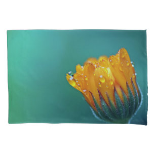 Funda De Cojín Caléndula floral azul verdoso