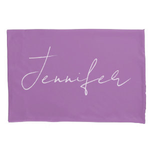 Funda De Cojín Caligrafía Elegante Lavanda Llanura Nombre simple
