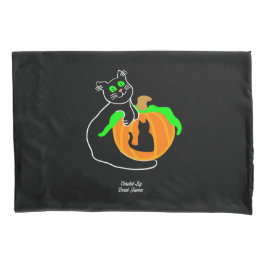 Funda De Cojín Calzada de calabaza para gato negro
