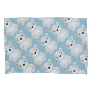 Funda De Cojín Cama acuarela de oso azul