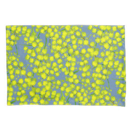 Funda De Cojín Camaradas de arte de acacia botánica de color azul