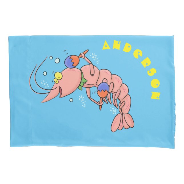 Funda De Cojín Camarón alegre, personalizado de la gamba (Anverso)