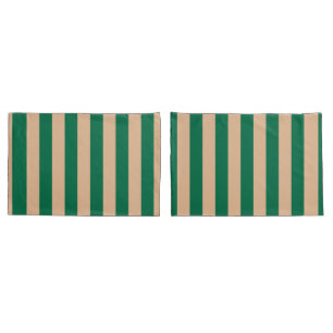 Funda De Cojín Camel beige y raya verde clásico