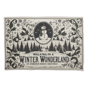 Funda De Cojín Caminando en invierno un hombre de nieve maravilla