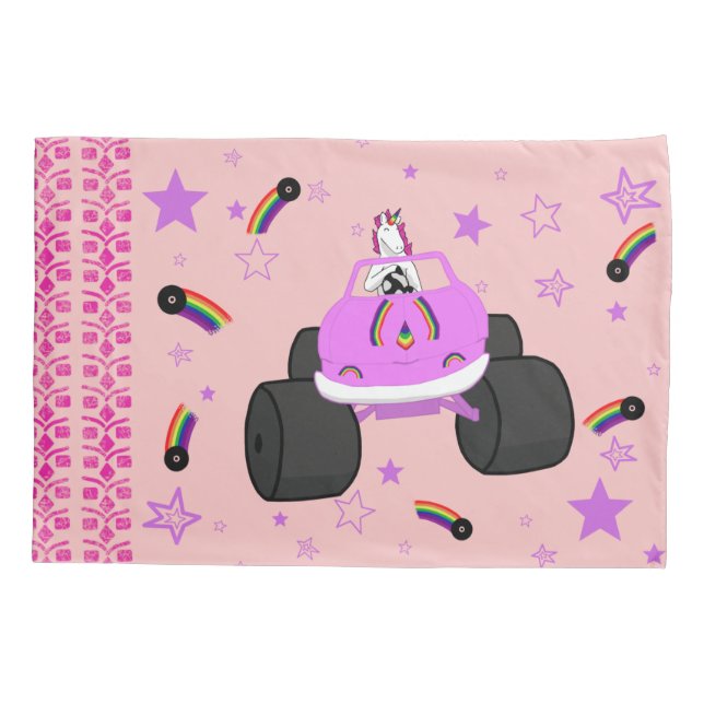 Funda De Cojín Camión monoconductor de unicornio (Reverso)