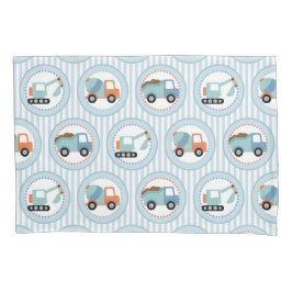 Funda De Cojín Camiones de construcción - Blanco azul lindo