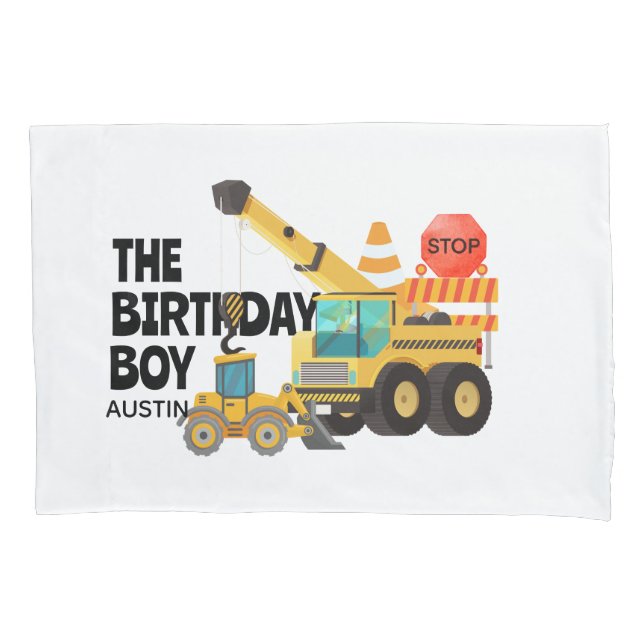 Funda De Cojín Camiones de Construcción |  Fiesta de Cumpleaños p (Anverso)
