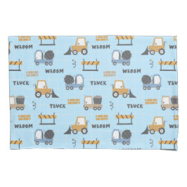 Funda De Cojín Camiones de Construcción Patrón Azul