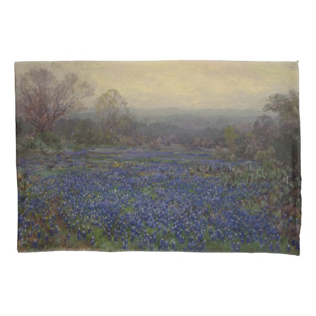 Funda De Cojín Campo de Flores de Red Azul (Paisaje Rural) (Anverso-izquierdo)