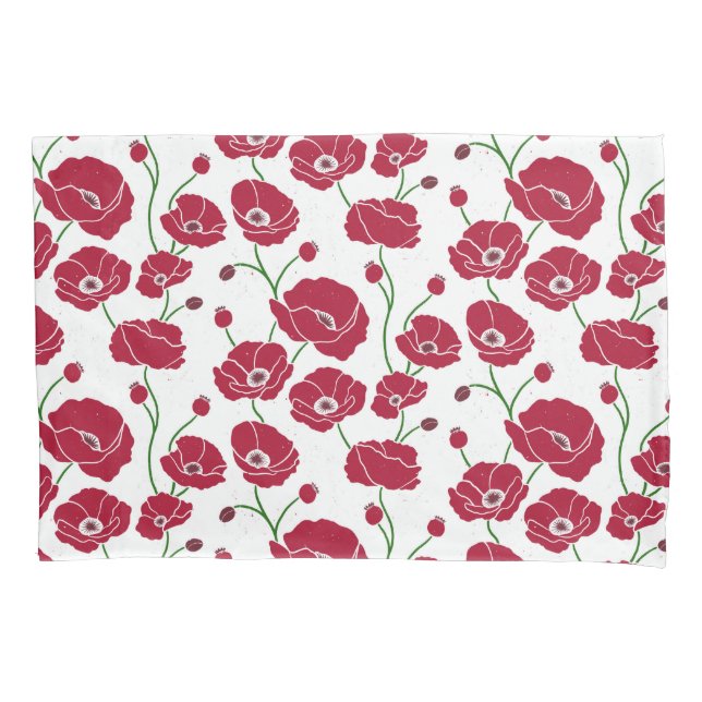 Funda De Cojín Campo de los Coppies rojo (Anverso)