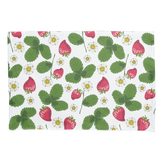 Funda De Cojín Campos de fresa en blanco (Anverso-izquierdo)