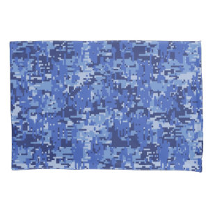 Funda De Cojín Camuflaje de Digitaces Camo de los azules marinos