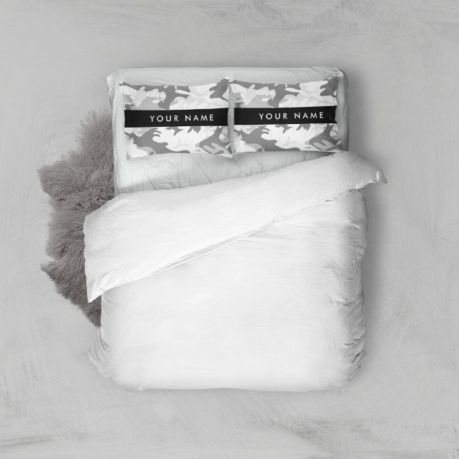 Funda De Cojín Camuflaje gris de nieve en invierno Tu nombre pers (Subido por el creador)