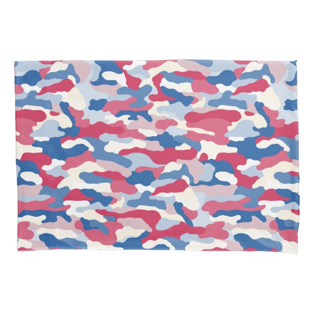 Funda De Cojín Camuflaje rojo blanco y azul (Anverso-izquierdo)