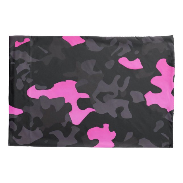 Funda De Cojín Camuflaje rosa y negro (Reverso)
