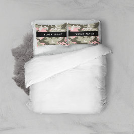 Funda De Cojín Camuflaje rosa y verde Tu nombre Personaliza